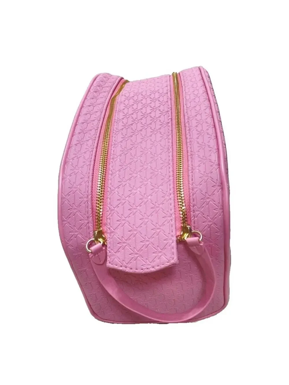 Large Pink Star Cosmetics Double Zip Makeup Bag, Pink, Big Travel Toiletry Carry